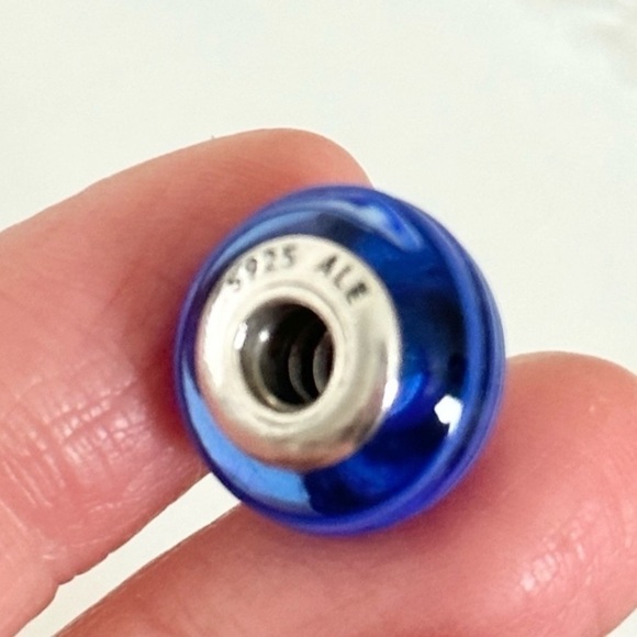 Pandora Blue Ribbon Murano Glass Rare Retired Bead Charm - Picture 5 of 5